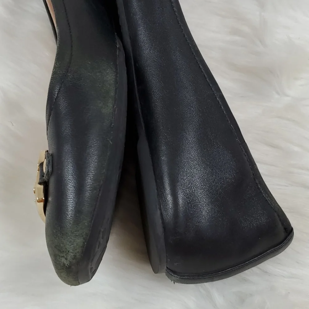 Kate Spade black leather upper shoes flat size women 6.5